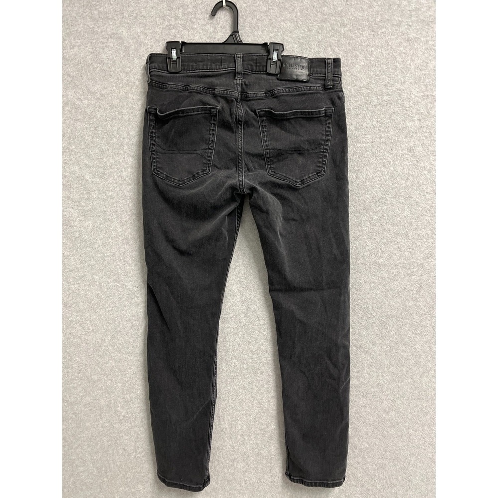 Hollister Jeans Mens 32x32 Black Denim Dark Wash All Day Comfort Slim Straight - Picture 2 of 12